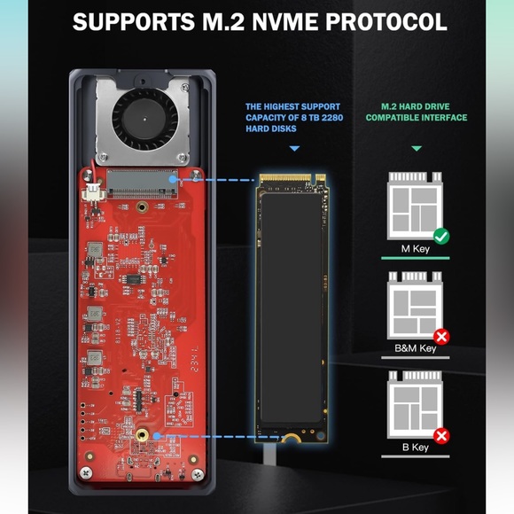 40Gbps M.2 SSD Enclosure, 2280/8TB Compatible with Thunderbolt /USB Port - Picture 2 of 14
